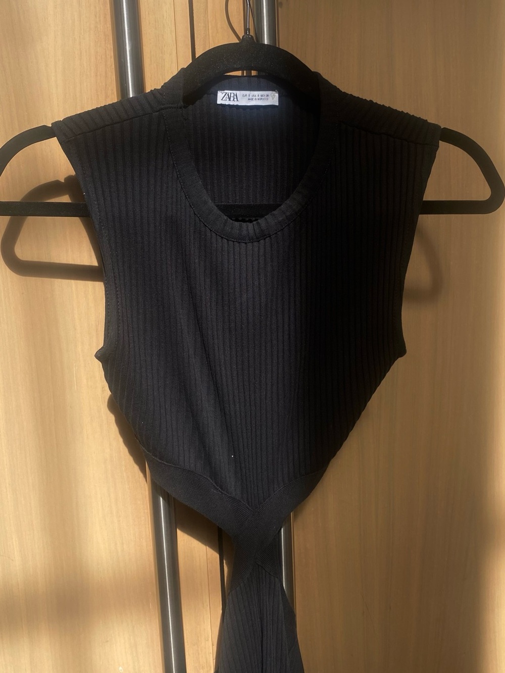 Zara Black Ribbed Sleeveless Cut off Dress Size S